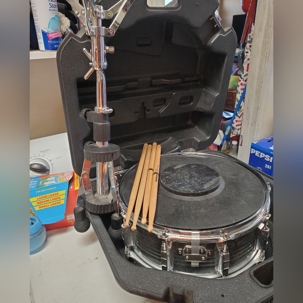 Black Snare Drum With Stand And Sticks Black Snare Drum With Stand And Sticks